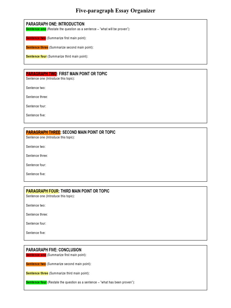 Five-Paragraph Essay Outline Template | PDF