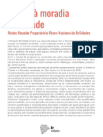 Relato Reunião Fórum Nacional Do BR Cidades - Direito à Moradia e à Cidade