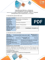 Guía de Actividades y Rúbrica de Evaluación - Paso 3 - Preparar Presupuestos para La Planeación y El Control