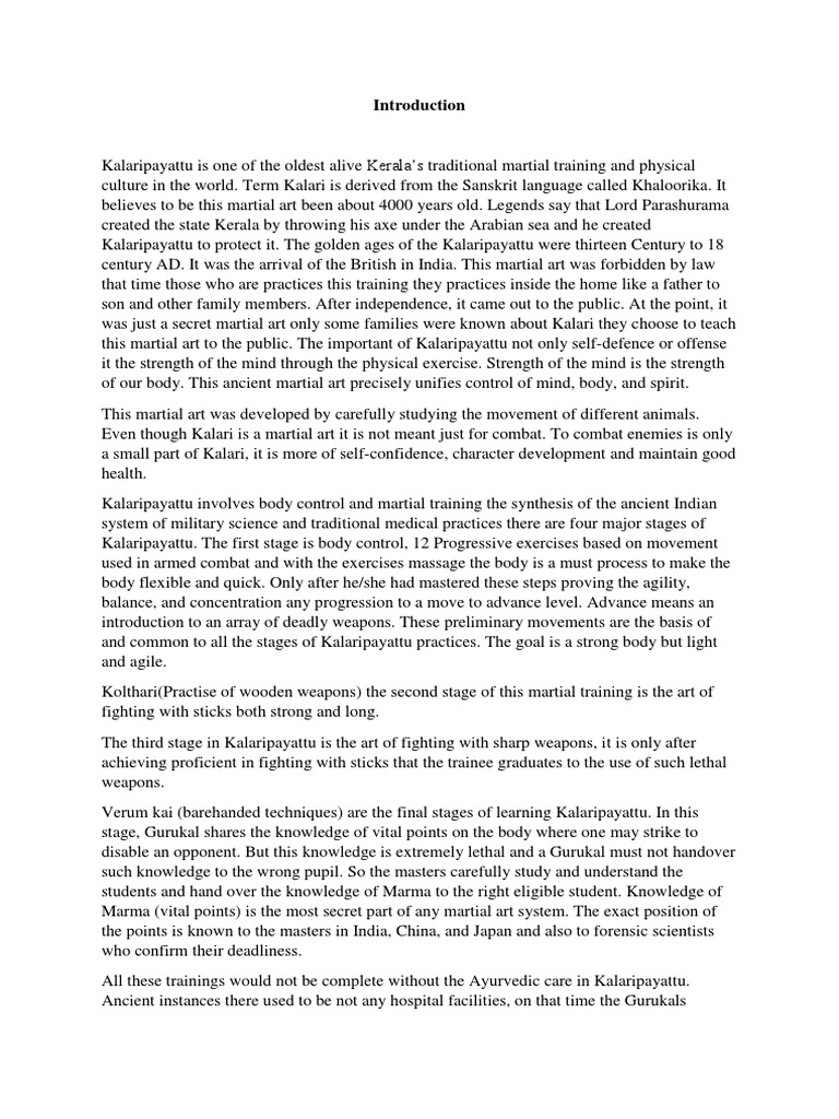 Kalaripayattu Intro Fin PDF Ayurveda Health Care