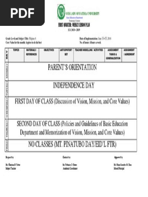 Weekly Lesson Plan
