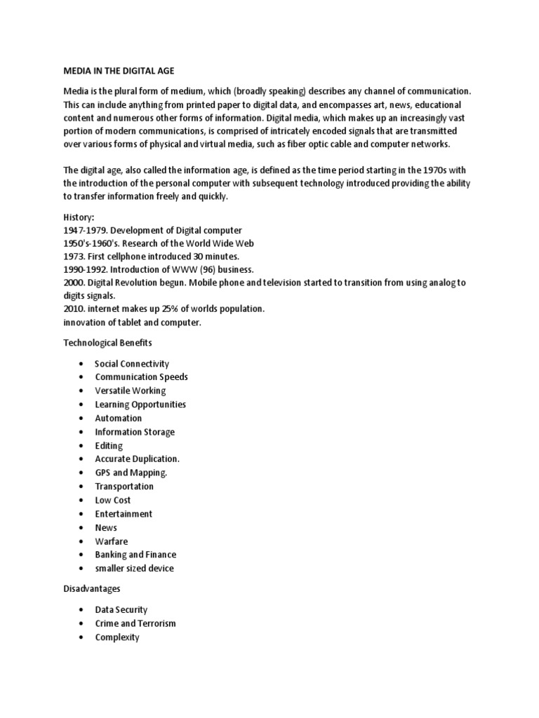 Media in The Digital Age | PDF | Social Science | Technology & Engineering