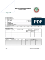 Application Form: Pakistan Institute of Medical Sciences, G-8/3, Islamabad