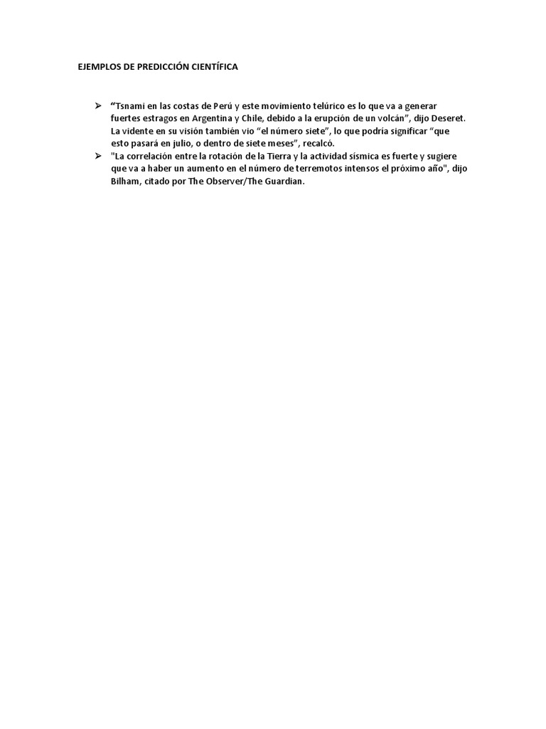 Ejemplos de Predicciones Científicas | PDF