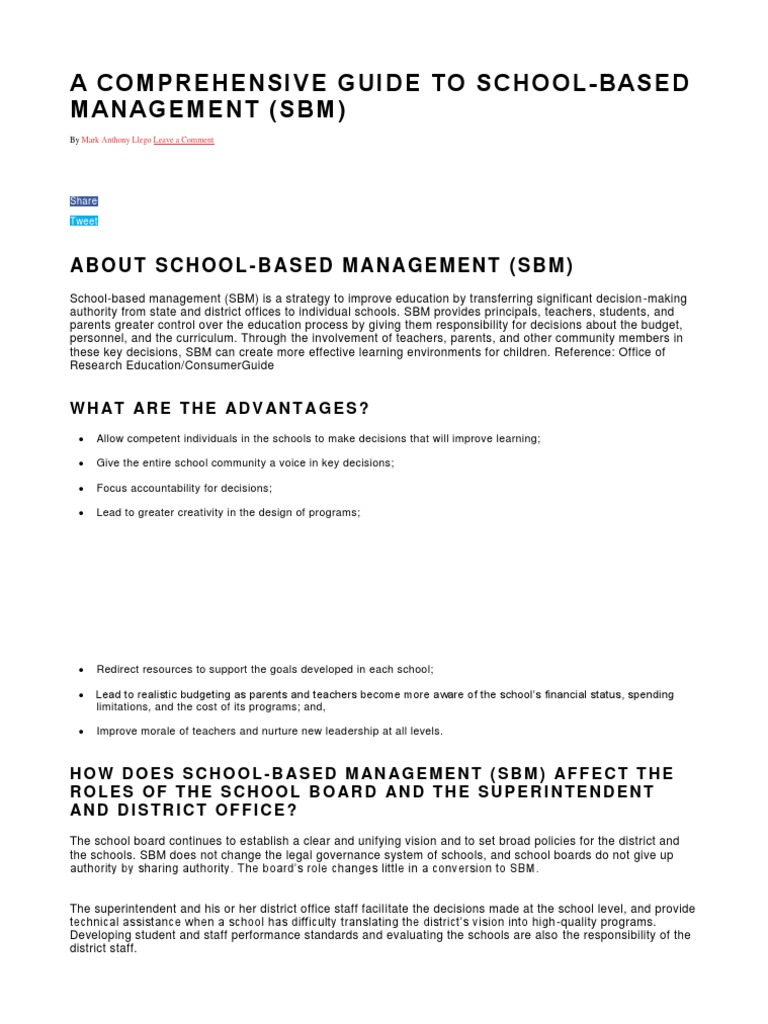 WHAT IS SCHOOL BASED MANAGEMENT PDF intelligence overview
