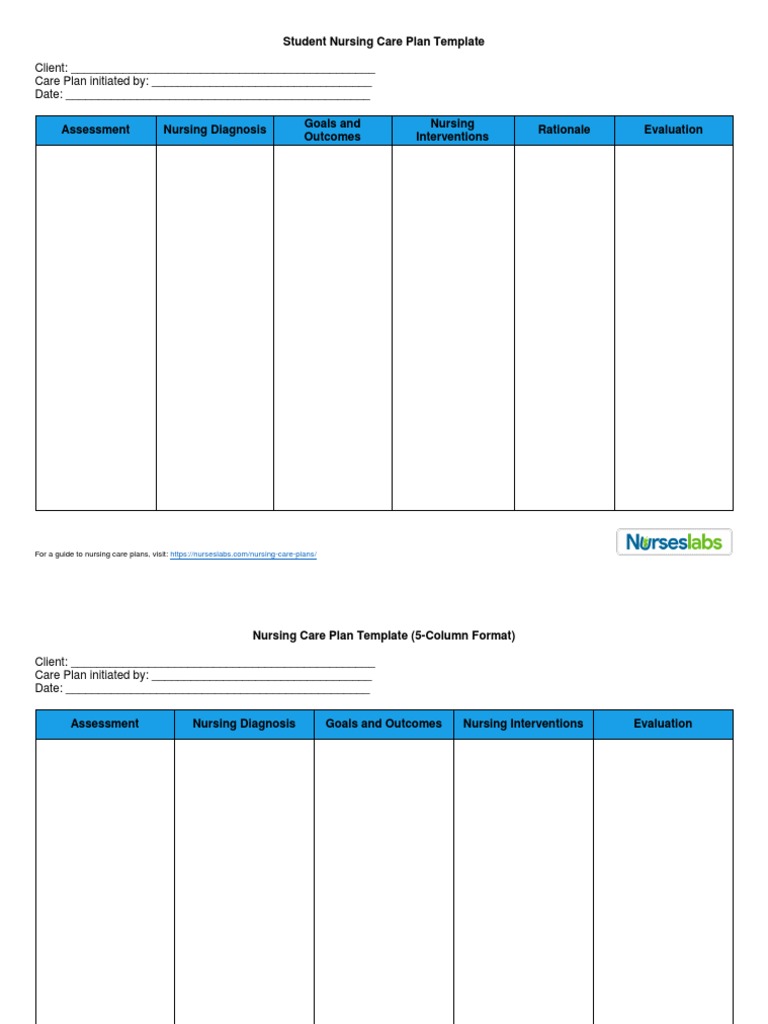 Student Nursing Care Plan Templates | PDF