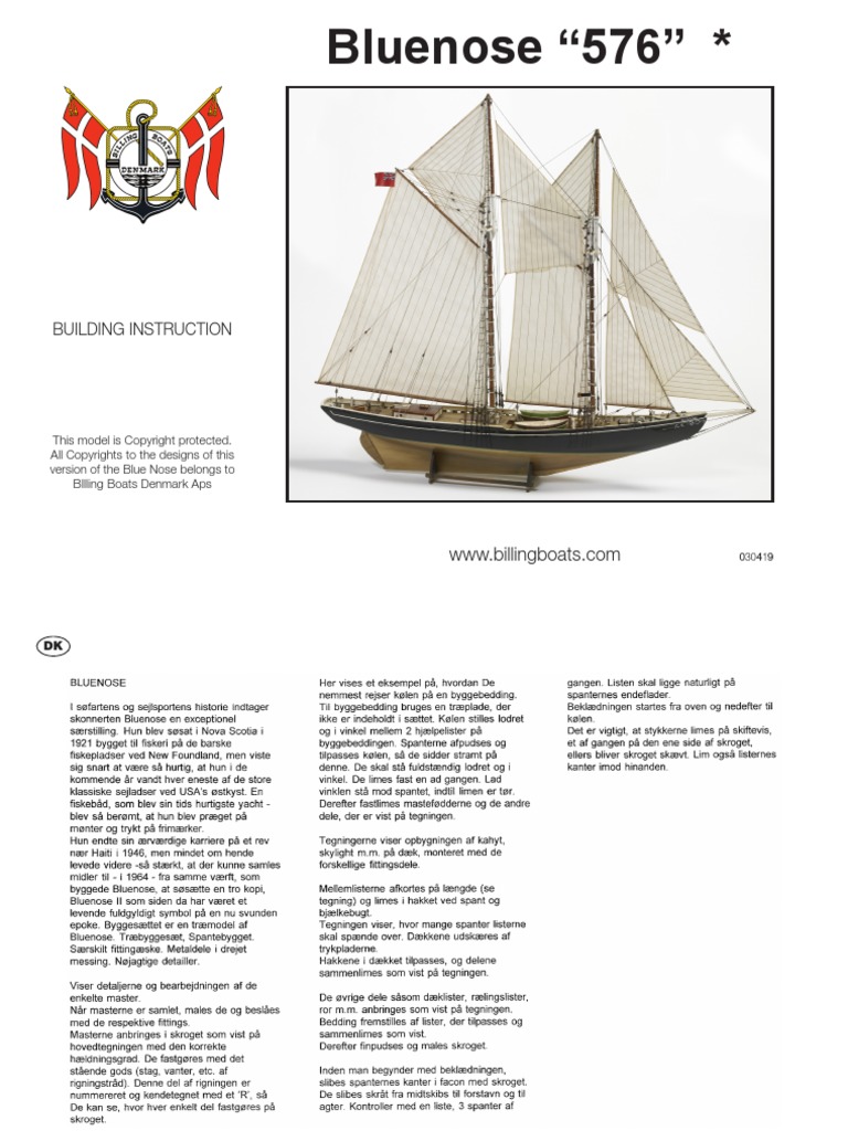 Building Instruction Version Of The Blue Nose Belongs To Billing Boats