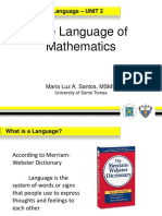 Mathematics as a Language - UNIT 2