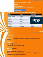 Parts of The Body and Health Problem Learning Objectives Students Should Be Able To Express The Location of The Pain in The Body Vocabulary