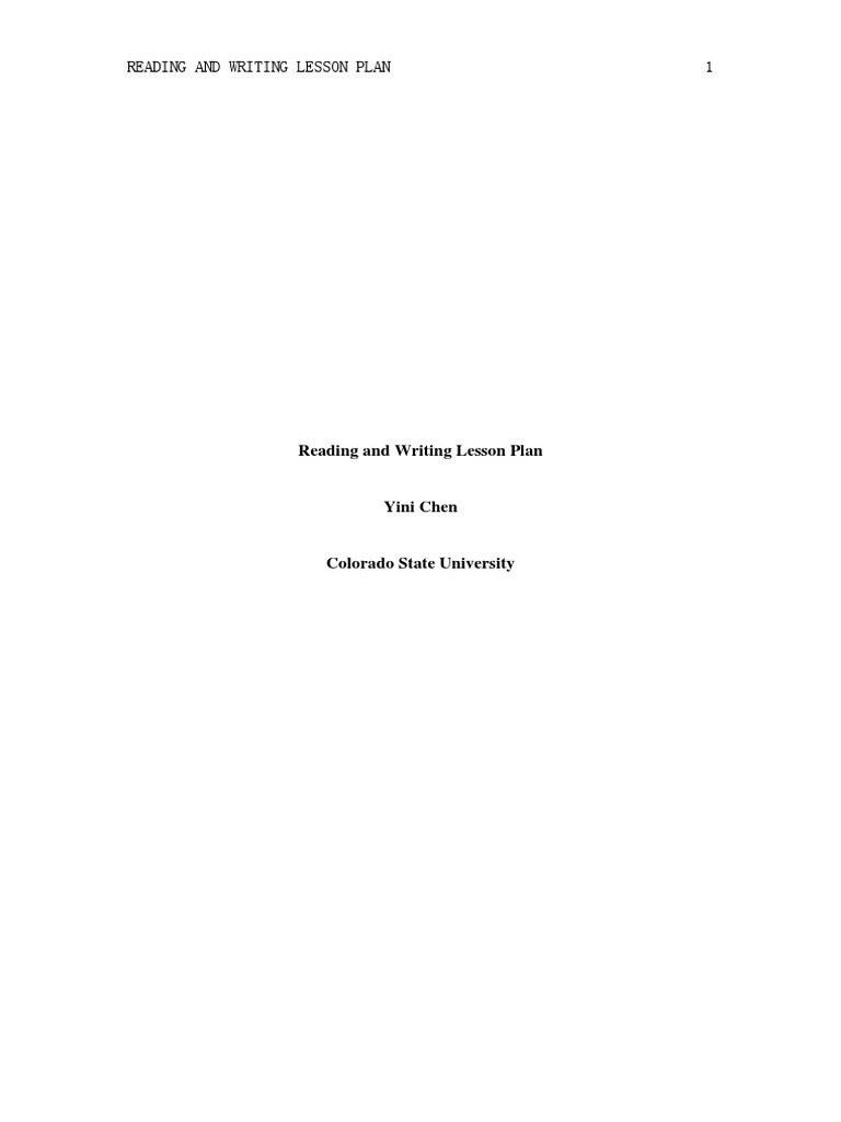 Reading and Writing Lesson Plan | PDF | Mc Donald's | Lesson Plan