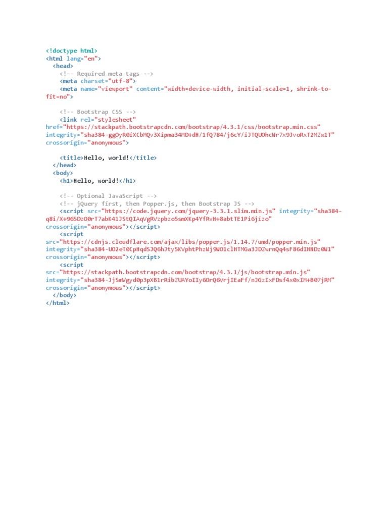 Basic HTML Bootstrap Template | PDF