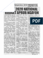 Hataw, Sept. 20, 2019, P4.1-T 2020 National Budget Aprub Ngayon PDF