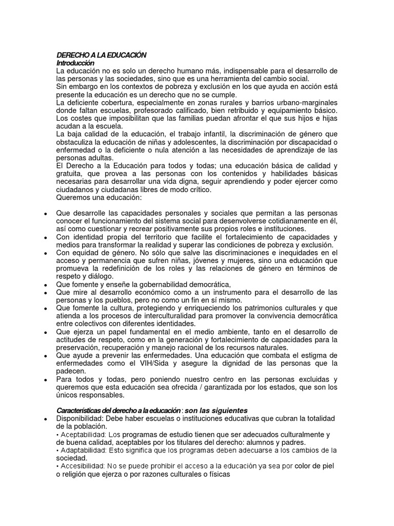 Derecho A La Educación y Al Trabajo | PDF | Derecho laboral | Derechos ...