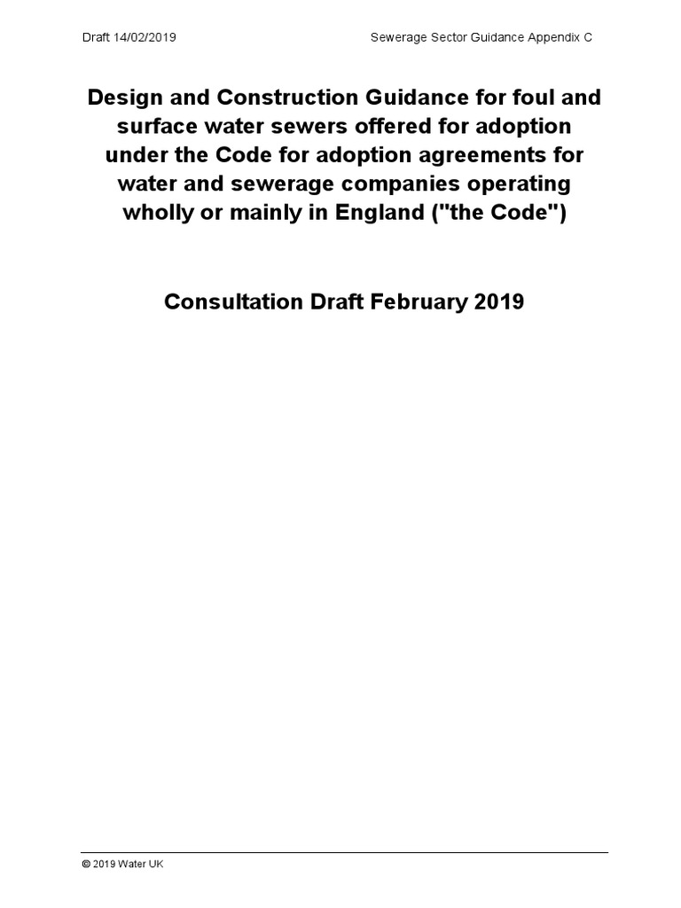 Appendix c to draft sewerage sector guidance design and construction
