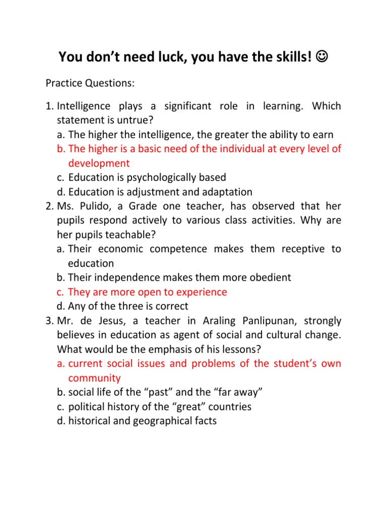 Practice Test 1 | PDF | Motivation | Motivational