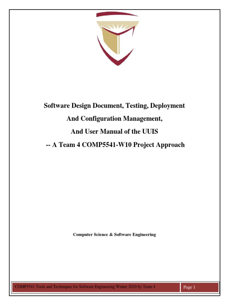 Software Design Document, Testing, Deployment and Configuration ...