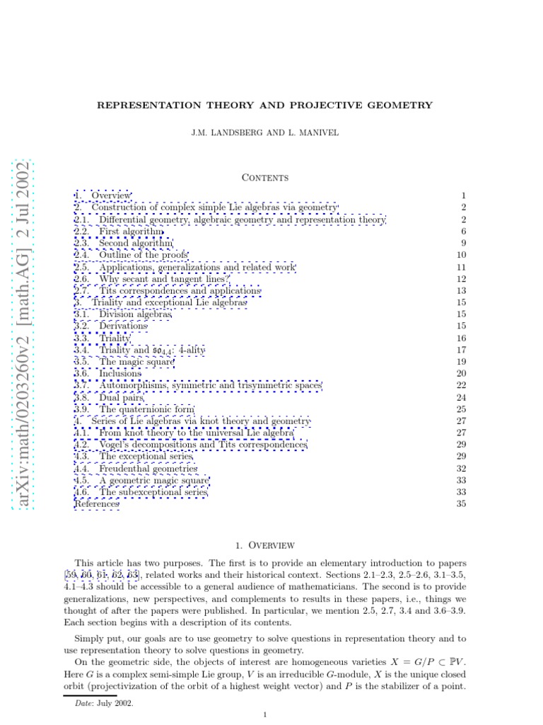 Geometry in Representation Theory | PDF | Lie Algebra | Representation ...