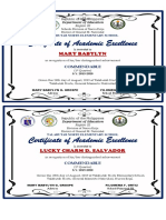 Certificate of Academic Excellence Talabutab Norte Elementary School