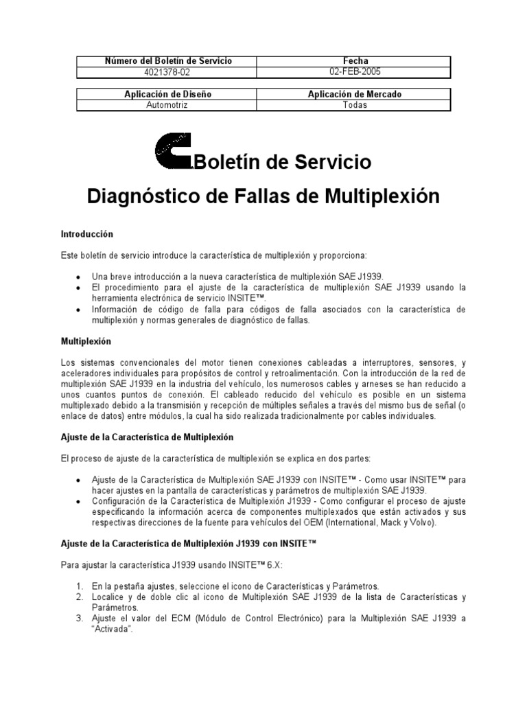 Diagnóstico de Fallas de Multiplexión PDF | PDF | Acelerador | Electrónica