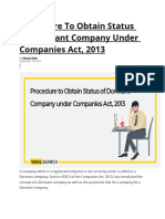 Obtain Status of Dormant Company Under Companies Act