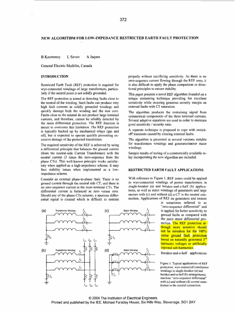 Restricted Earth Fault | PDF | Transformer | Electrical Engineering