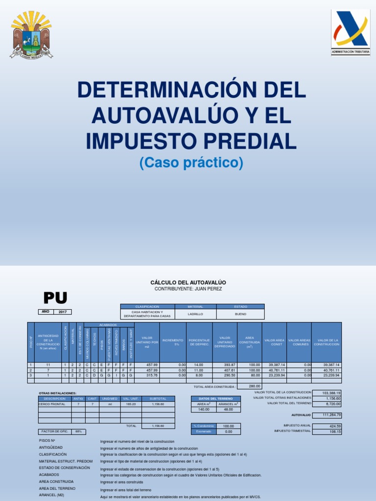 Cálculo de Impuesto Predial 2017 | PDF | Impuestos | Finanzas del gobierno