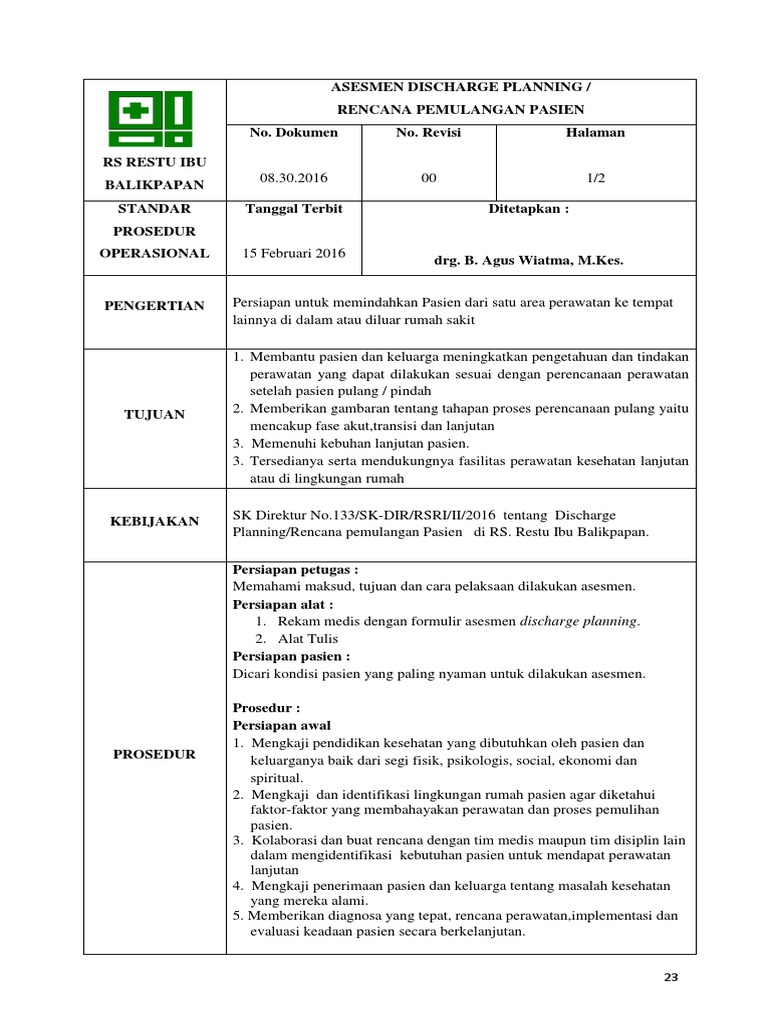 SOP Discharge Planning PDF
