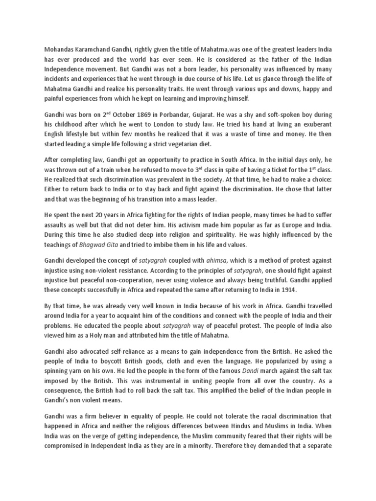 Mahatma Gandhi: A Life of Leadership | PDF | Mahatma Gandhi | British Raj
