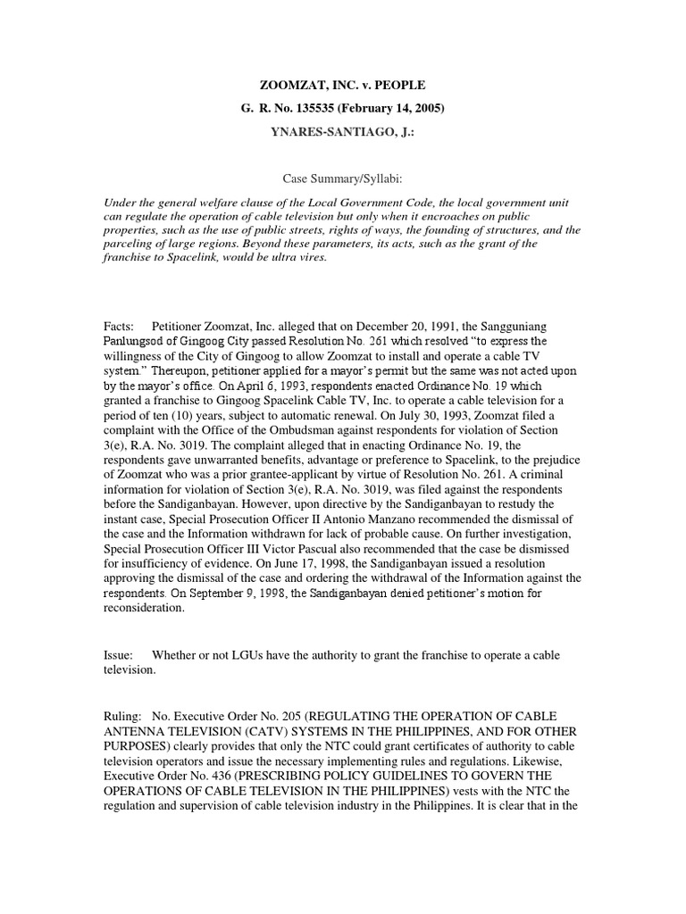 Local Government Authority Over Cable Television Franchising PDF