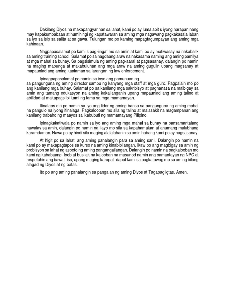 Prayer (Tagalog)