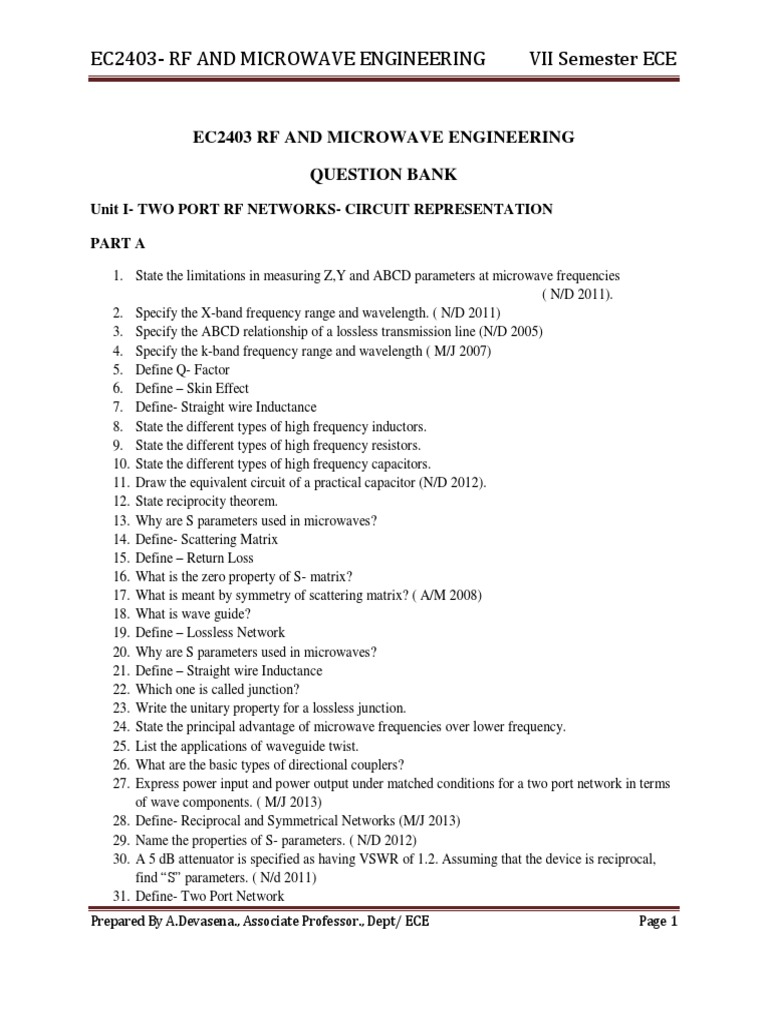 EC2403 RF & Microwave Engineering Guide | PDF | Microwave | Amplifier