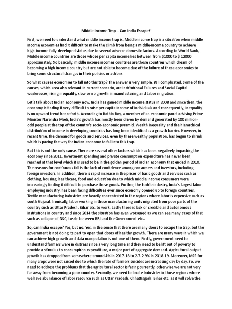 Middle Income Trap - Writing | PDF | Economic Growth | Economics