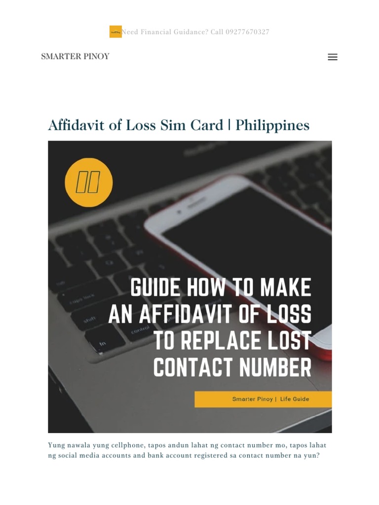 Affidavit of Loss for SIM Card | PDF | Affidavit | Identity Document