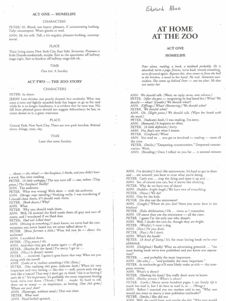 At Home at The Zoo by Edward Albee PDF | PDF