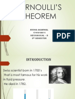 Bernoulli'S Theorem: Eesha Agarwal 1741018011 Mechanical - D 5 Semester