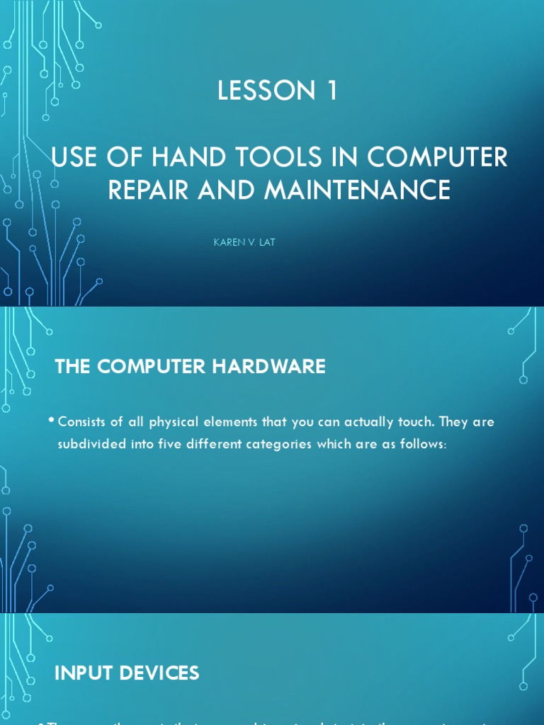 Use of Hand Tools in Computer Repair and Maintenance PDF Computer