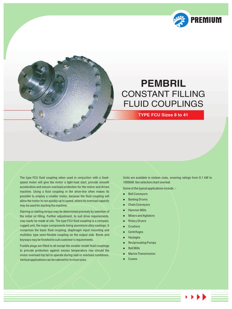 Pembril Constant Filling Fluid Couplings PDF Engines Pump