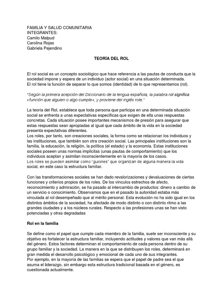Teoría de Rol | PDF | Teorías filosóficas | Sicología