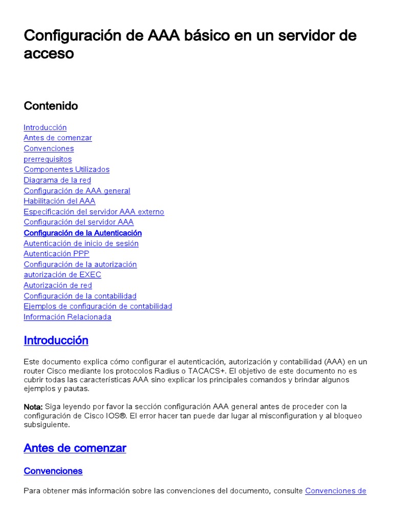 Configuracion de AAA | PDF | Autenticación | Radio