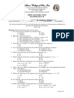 Siena College of San Jose: First Mastery Test Mathmatics 10