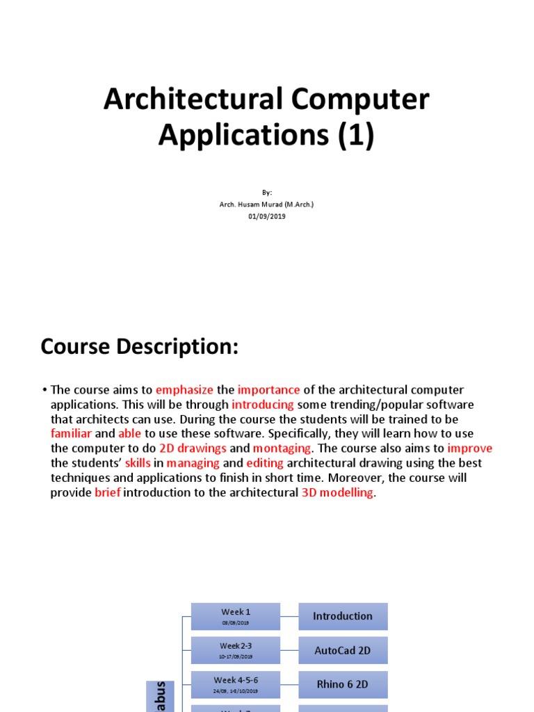 Architectural Computer Applications Course | PDF | 3 D Modeling | Graphics
