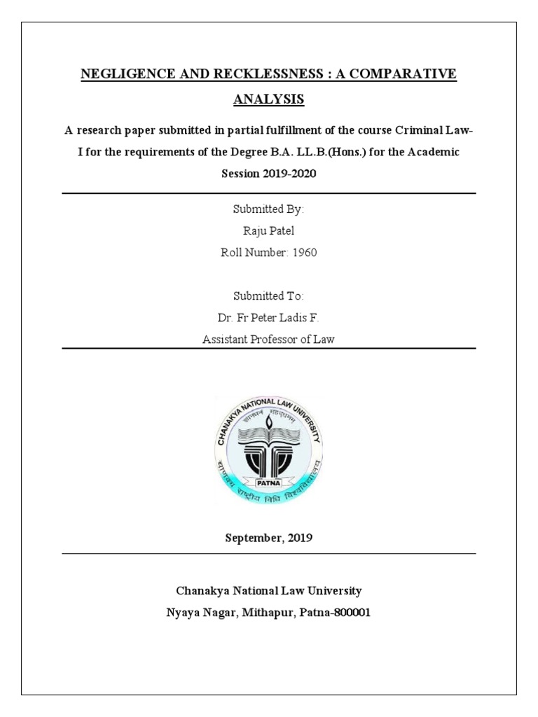 Negligence and Recklessness PDF PDF Recklessness (Law) Negligence