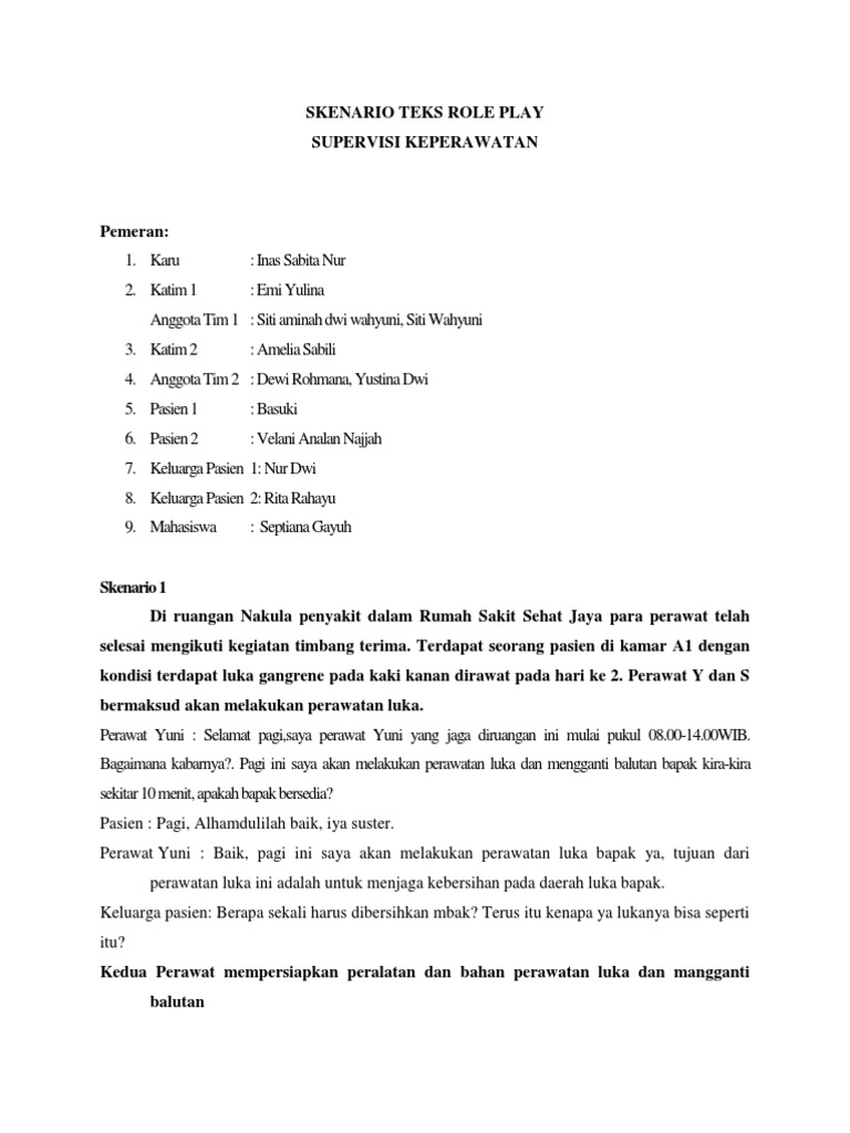 Skenario Roleplay Keperawatan di RS | PDF