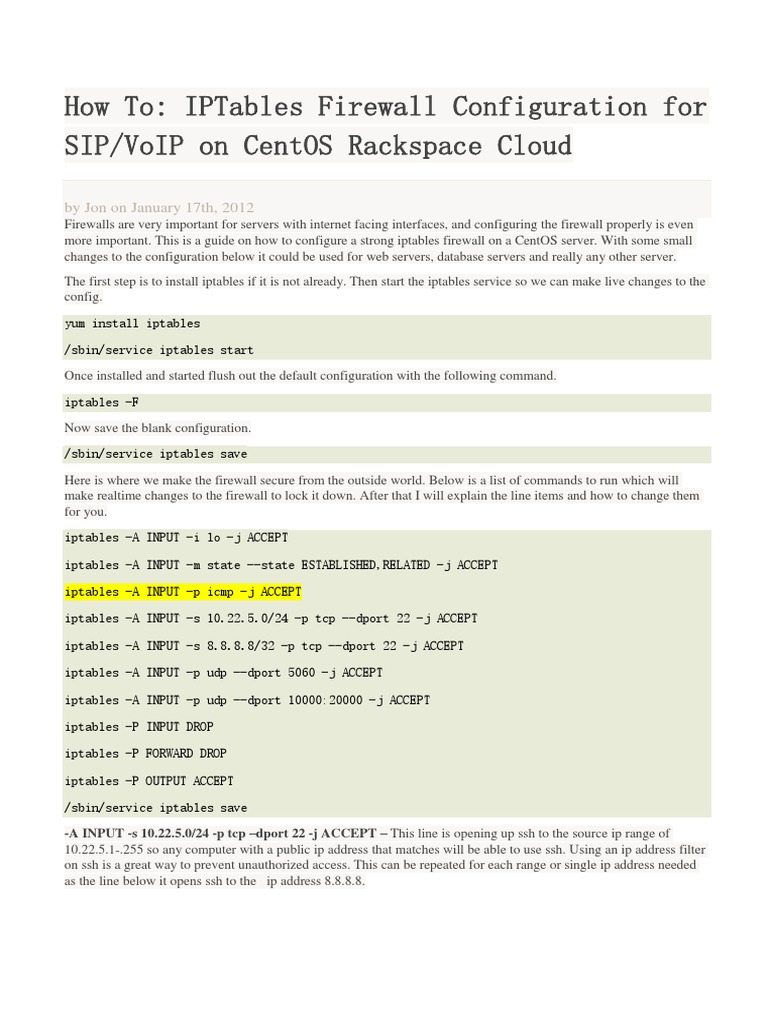 IPTables Setup for VoIP on CentOS | PDF | Firewall (Computing ...