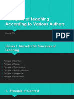 Principles of Teaching According To Various Authors: (Fleming 1996)