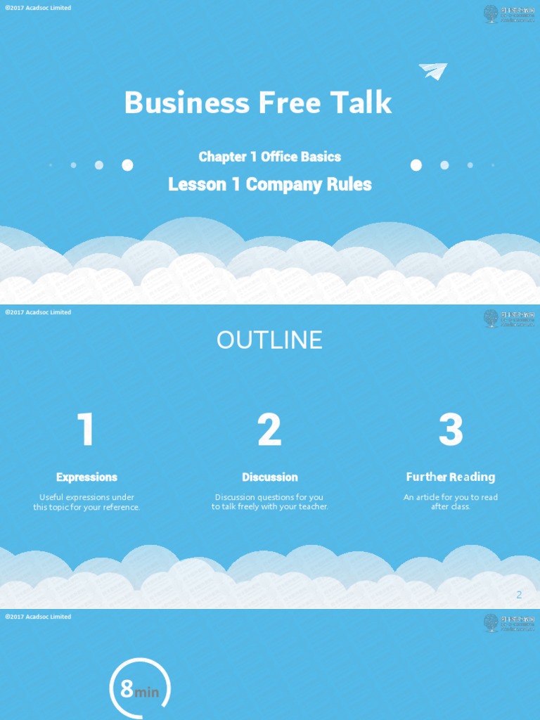 Business Free Talk Lesson 1 | PDF | Cognition | Communication