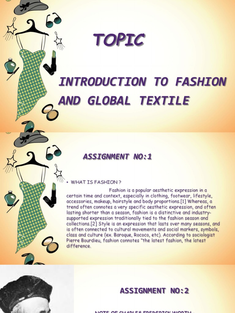 Topic: Introduction To Fashion and Global Textile | PDF | Textiles ...