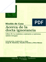 Nicolás de cusa Docta ignorancia libro II