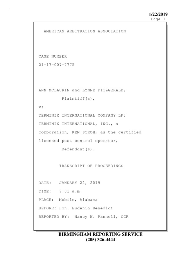 M&F V Terminix Fraud Trial - Stroh, Ken | PDF | Wall | Nature