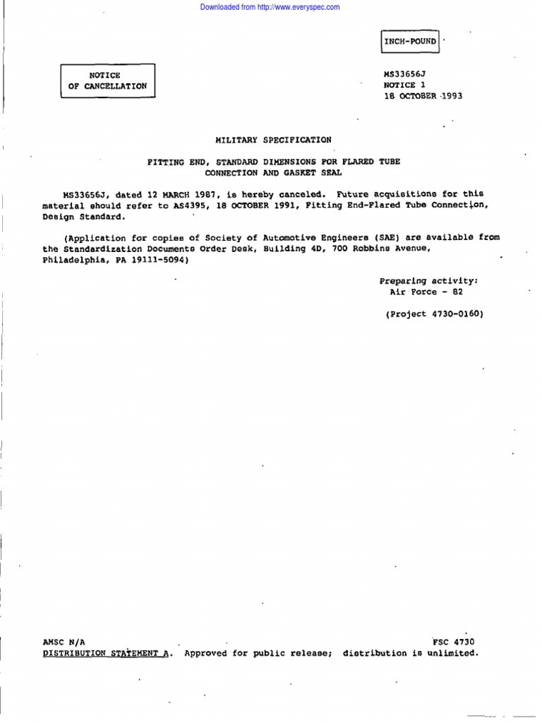 AS4395 Fitting Dimensions Specification | PDF | Mechanical Engineering ...